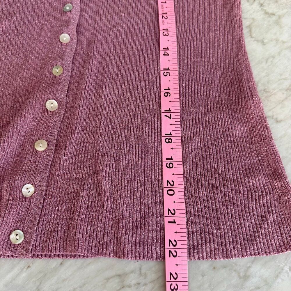 Petite Sophisticate vintage Ribbed Second Skin Cardigan pink metallic size M - Picture 6 of 7
